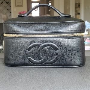 Chanel Caviar Leather Vanity Case Bag With Leather Strap #005